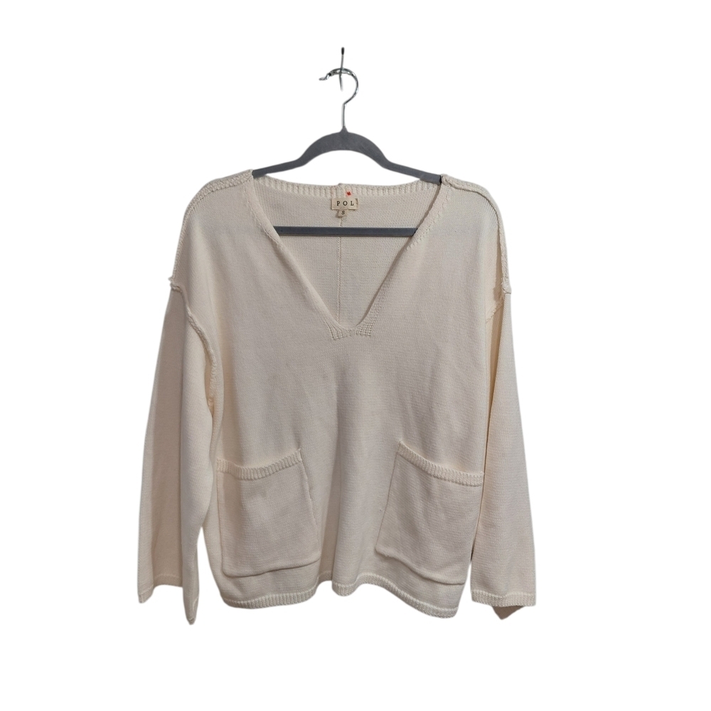 POL Cream Knit Sweater with Pockets